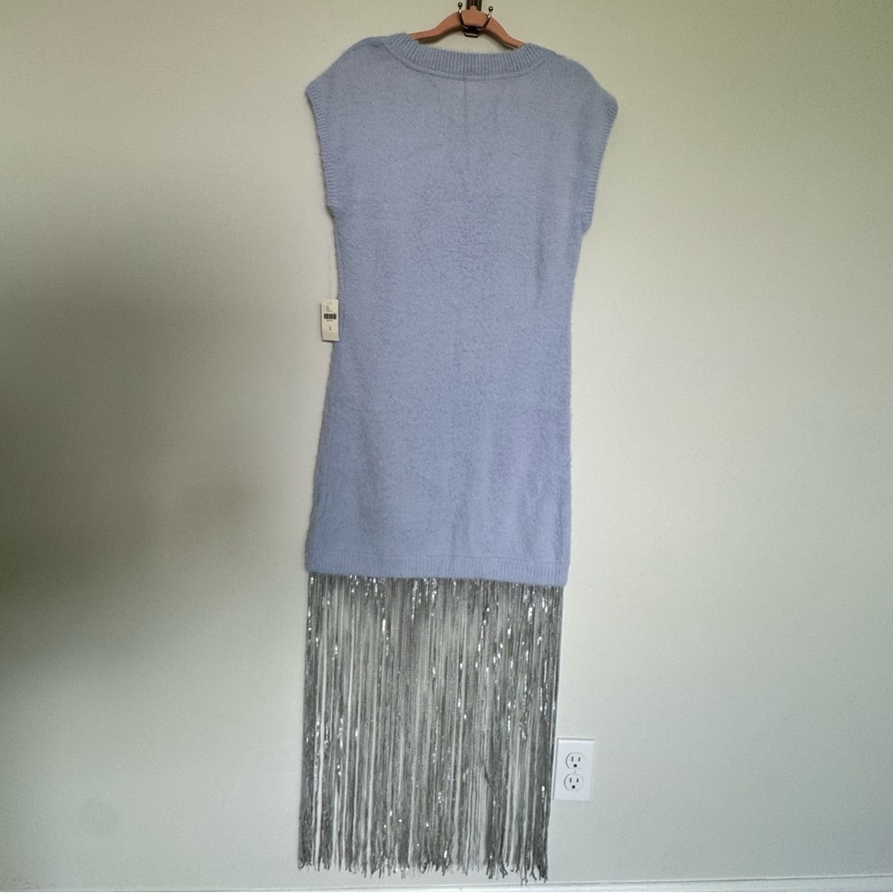 Anthropologie Sky Blue Midi Dress with Fringe - Picture 7 of 10